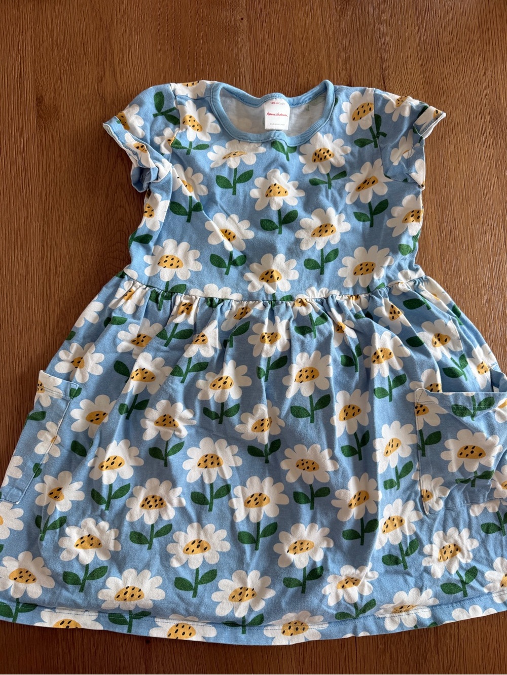Hanna Andersson Blue Daisy Knit Short-Sleeve Dress